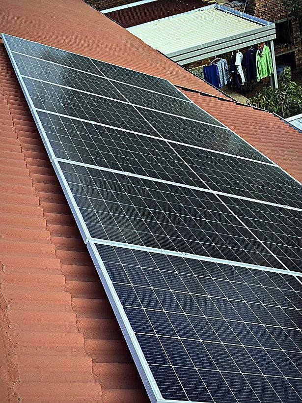 Solar panels and roofline on a Pretoria east home